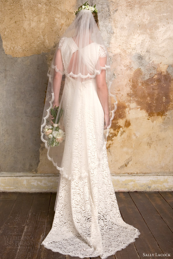 sally lacock bridal 2015 elise lace cap sleeves sheath wedding dress keyhole open back view train