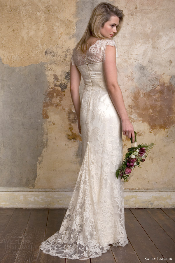 sally lacock bridal 2015 emmeline 1940s lace wedding dress back view train