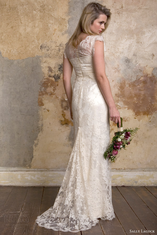sally lacock bridal 2015 emmeline 1940s lace wedding dress back view train sally lacock bridal 2015 emmeline 1940s lace wedding dress back view train