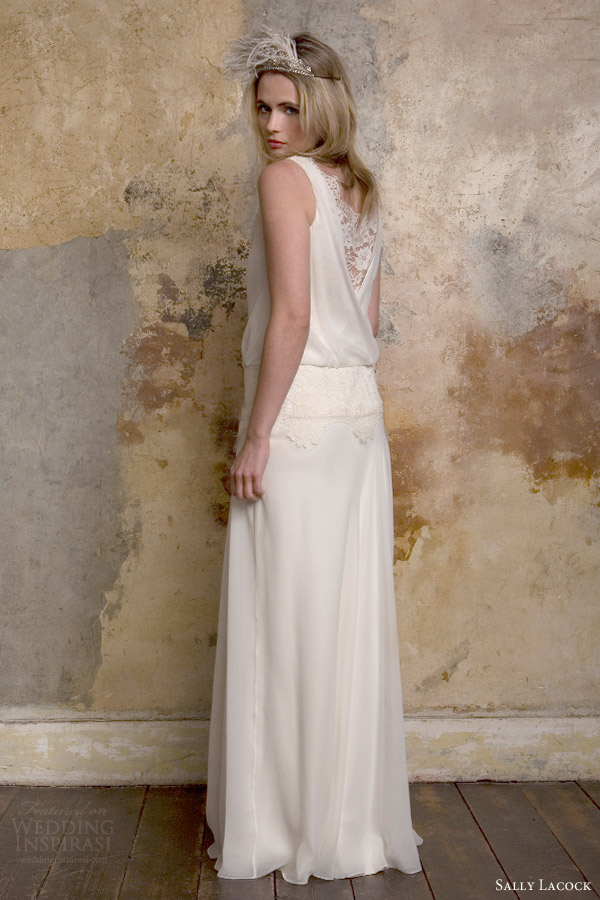 sally lacock bridal 2015 lottie sleeveless vintage style drop waist wedding dress