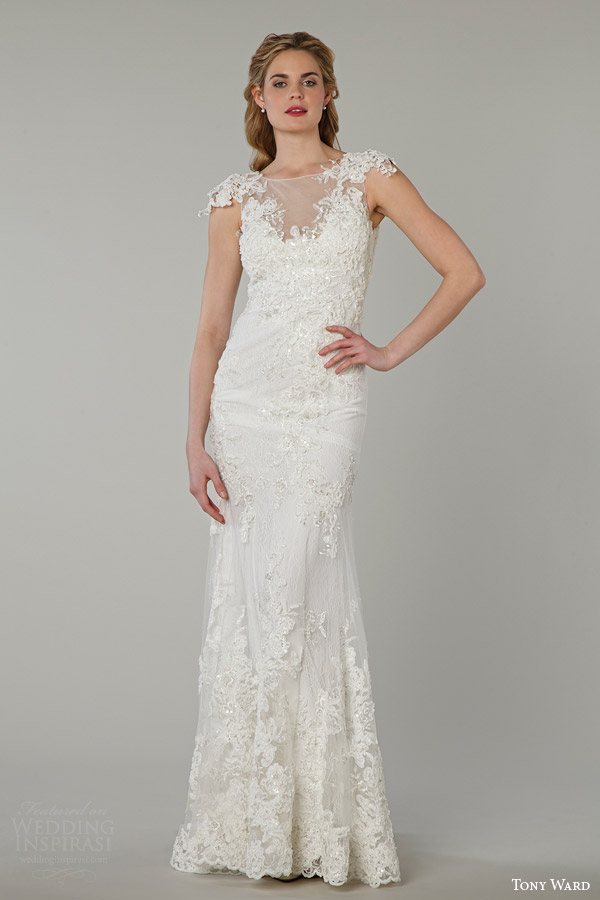 tony ward bridal spring 2016 ida cap sleeve wedding dress lace appliques illusion neckline