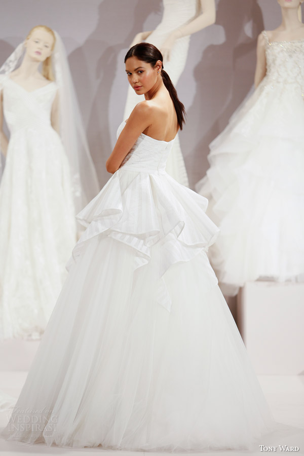 tony ward spring 2016 new york bridal market runway vanity strapless sweetheart ball gown wedding dress peplum back view