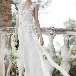 alberta ferretti bridal forever spring 2016 aurora sleeveless wedding dresse flower embellished straps