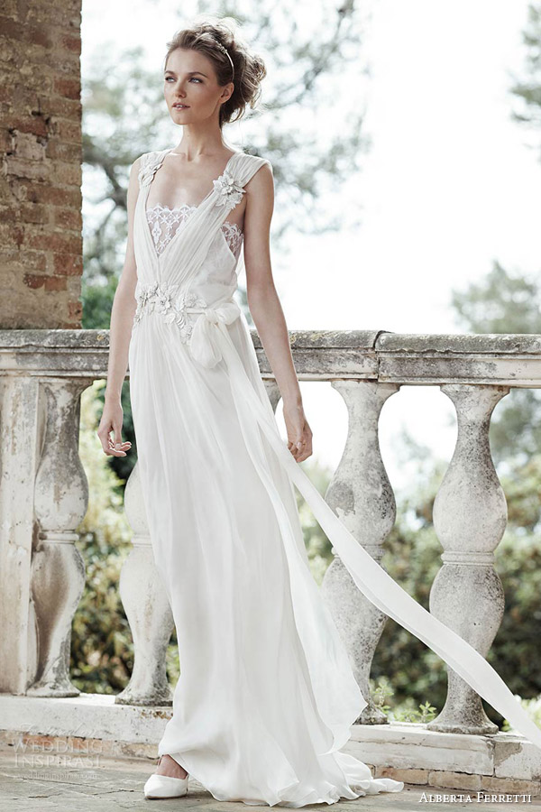 alberta ferretti bridal forever spring 2016 aurora sleeveless wedding dresse flower embellished straps