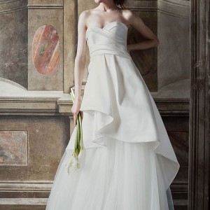 alberta ferretti bridal spring 2016 diana strapless sweetheart surplice bodice peplum overskirt a line wedding dress