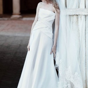alberta ferretti bridal spring 2016 leto strapless wedding dress criss cross bodice