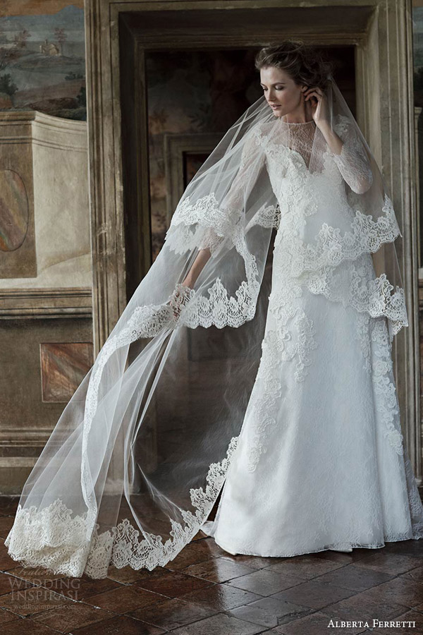 alberta ferretti forever bridal spring 2016 demetra illusion long sleeve a line wedding dress