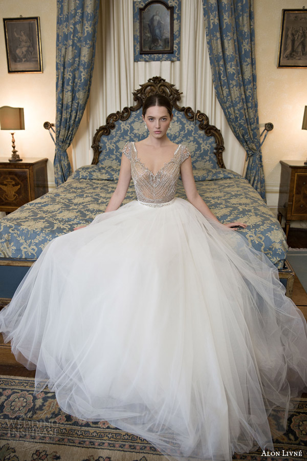 alon livne white 2015 bridal lisa tull cap sleeve wedding dress beaded bodice skirt