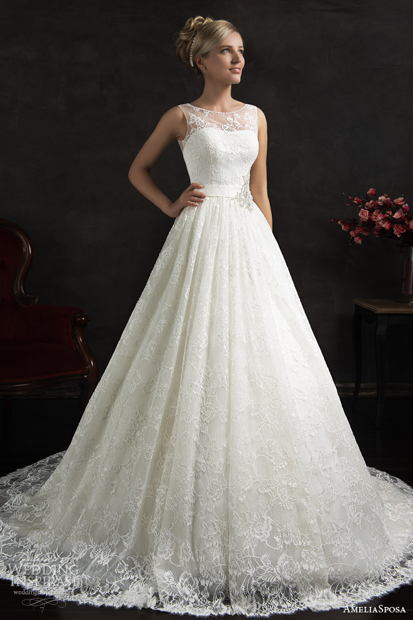 Lace Illusion Neckline Wedding Dress 6