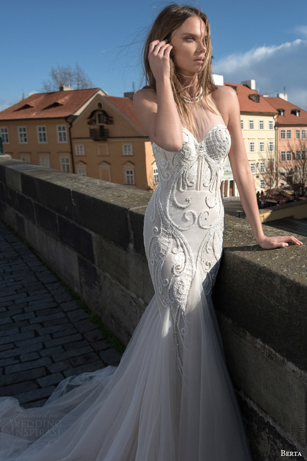 berta bridal fall 2015 illusion halter neck mermaid wedding dress beaded accent