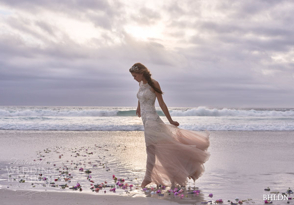 bhldn bridal summer 2015 cate rose ombre tulle wedding dress sequins silver cut beads needle thread