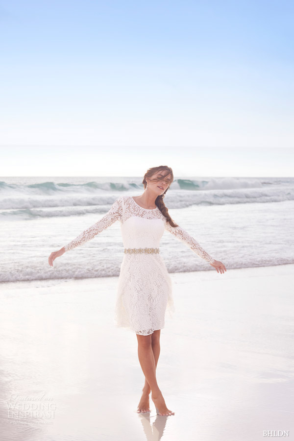 bhldn summer 2015 cynthia long sleeve lace short wedding dress encore watters