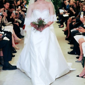 carolina herrrera bridal spring 2016 jacqueline strapless sweetheart wedding dress lace lined neckline