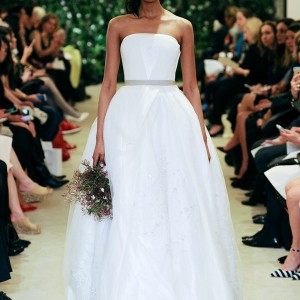 carolina herrrera bridal spring 2016 jaime strapless ball gown wedding dress colored belt