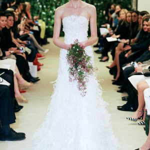 carolina herrrera bridal spring 2016 janae strapless wedding dress feather skirt