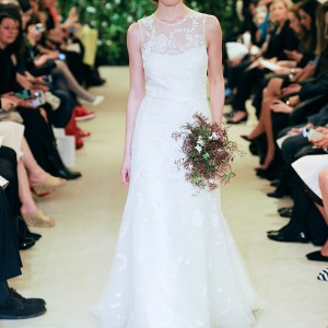 carolina herrrera bridal spring 2016 jemma sleeveless illusion neckline a line wedding dress jewel neckline