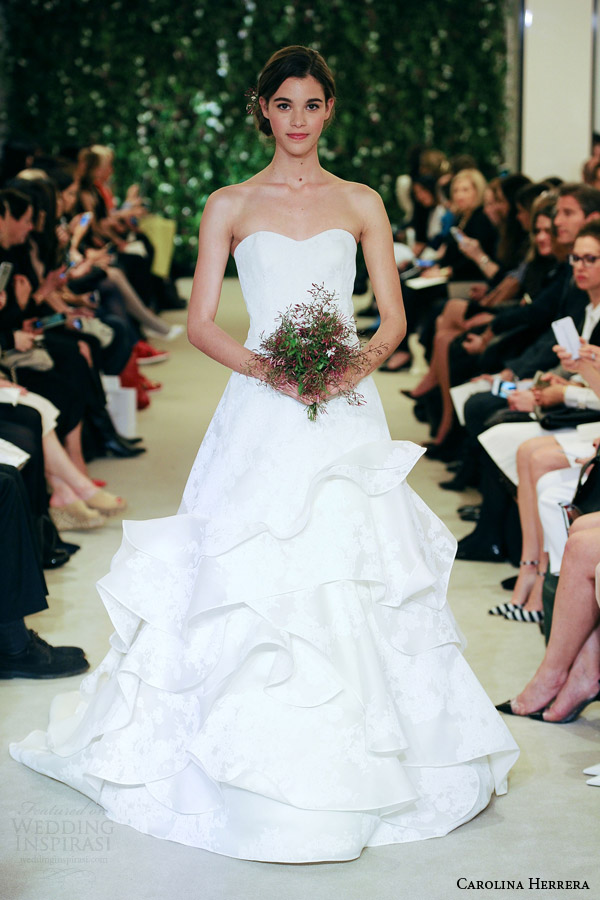 carolina herrrera bridal spring 2016 jill strapless a line wedding dress ruffle skirt