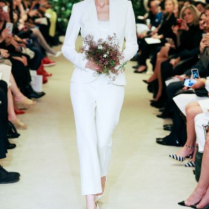 carolina herrrera bridal spring 2016 jinni pant suit wedding outfit