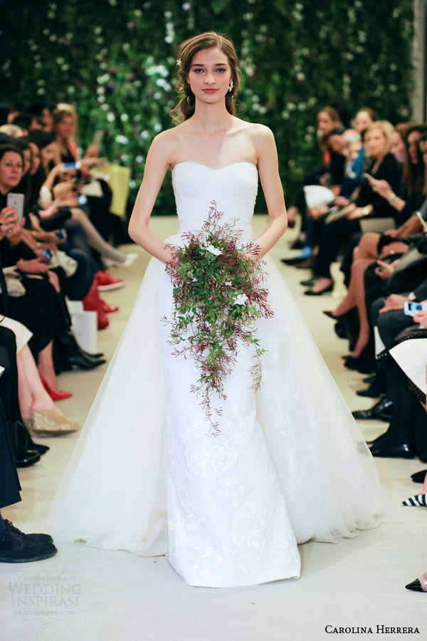 carolina herrrera bridal spring 2016 josefina strapless sweetheart colum gown full train