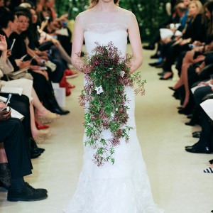 carolina herrrera bridal spring 2016 justine sleeveless illusion neckline wedding dress lace trumpet silhouette