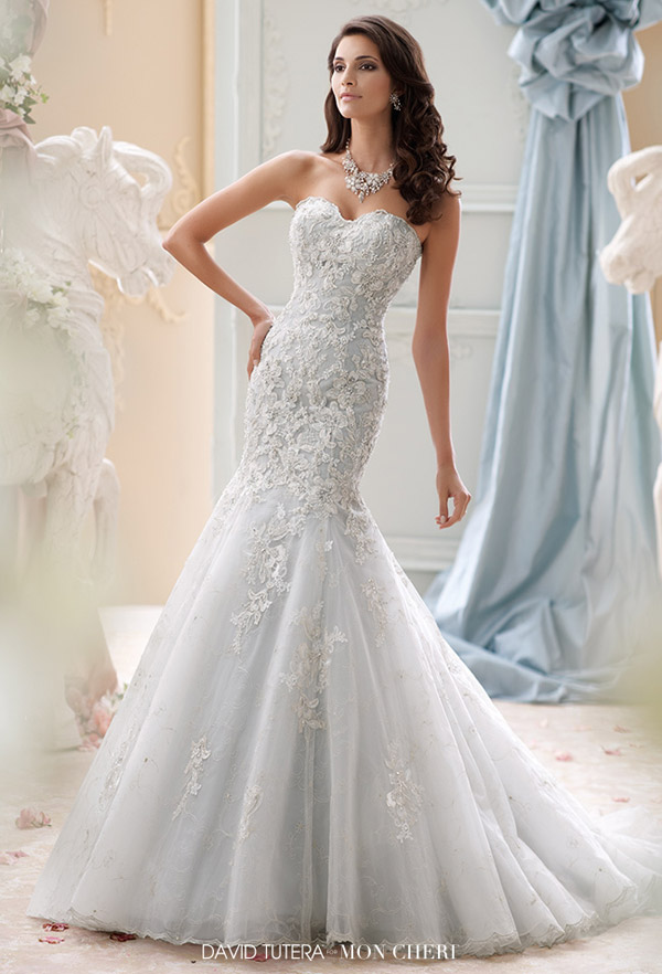 david tutera mon cheri spring 2015 style 115232 gia strapless wedding dress all over embroidered lace hand beaded applique seamist color