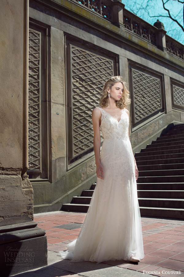 eugenia couture bridal spring 2016 campaign louisa sleeveless wedding dress illusion straps