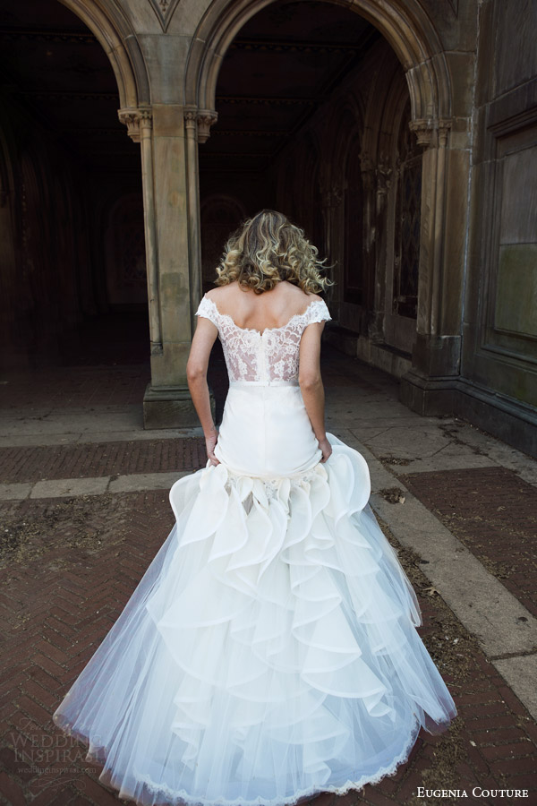 eugenia couture bridal spring 2016 campaign nia sleeveless mermaid wedding dress lace straps back view train