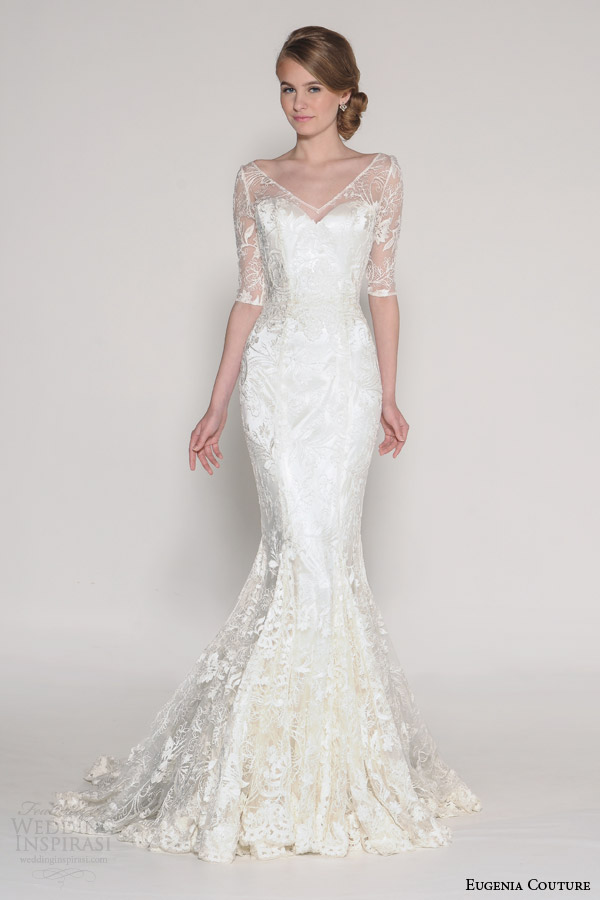 eugenia couture bridal spring 2016 delia illusion half sleeve mermaid wedding dress