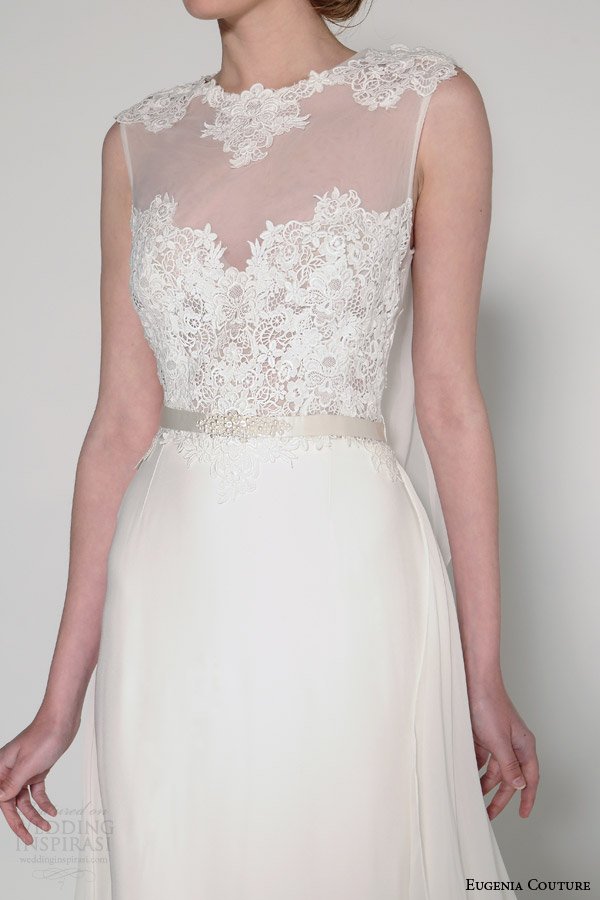eugenia couture bridal spring 2016 harmony sleeveless wedding dress draped back close up bodice