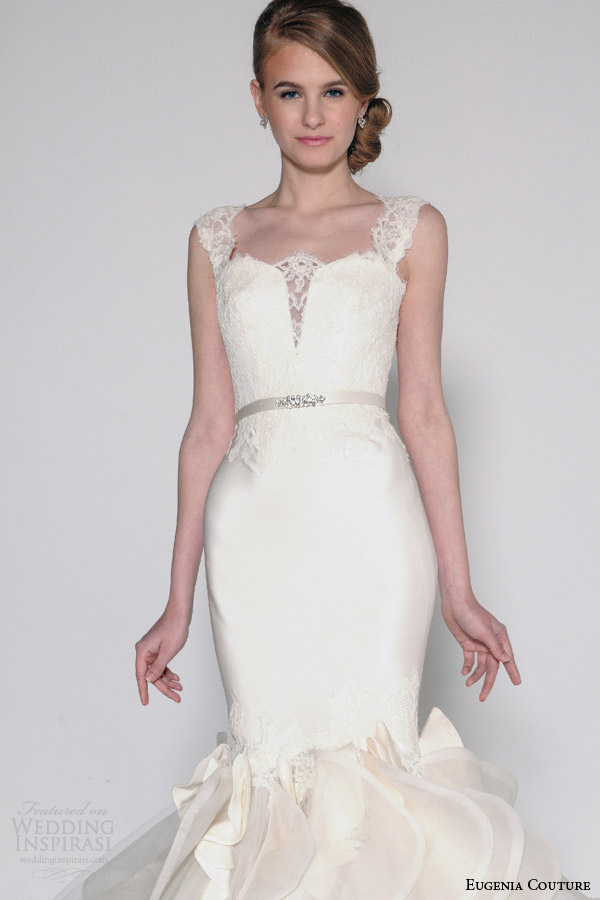 eugenia couture bridal spring 2016 nia sleeveless mermaid wedding dress lace straps illusion close up bodice
