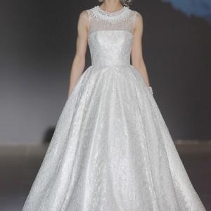 jesus peiro 2016 nanda devi bridal aarushi sleeveless ball gown wedding dress silver glitter bone crystal necklace