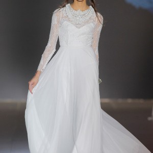 jesus peiro 2016 nanda devi bridal farha happiness long sleeve wedding dress chantilly patchwork tulle skirt