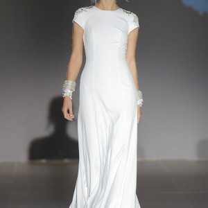 jesus peiro 2016 nanda devi bridal farisshta angel cap sleeve crepe wedding dress jewel shoulders
