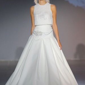 jesus peiro 2016 nanda devi bridal jamini night two piece wedding dress guipure crop top drop waist pique skirt