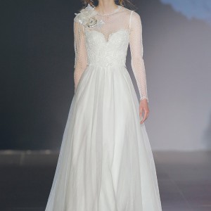 jesus peiro 2016 nanda devi bridal naja naja cobra long sleeve wedding dress tulle skirt velvet waistband chantilly guipure