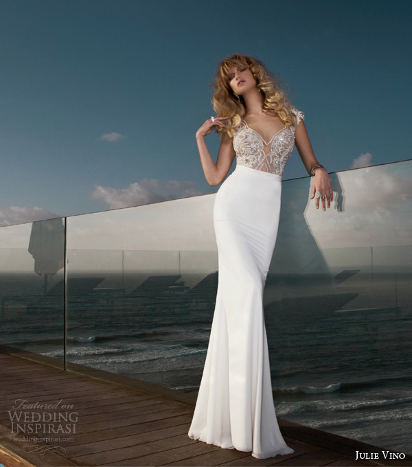 julie vino bridal spring 2015 empire erin cap sleeve embellished bodice wedding dress