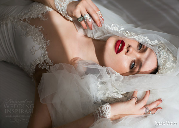 julie vino bridal spring 2015 urban elsa sheath wedding dress illusion sleeves neckline slit skirt close up bodice detaill