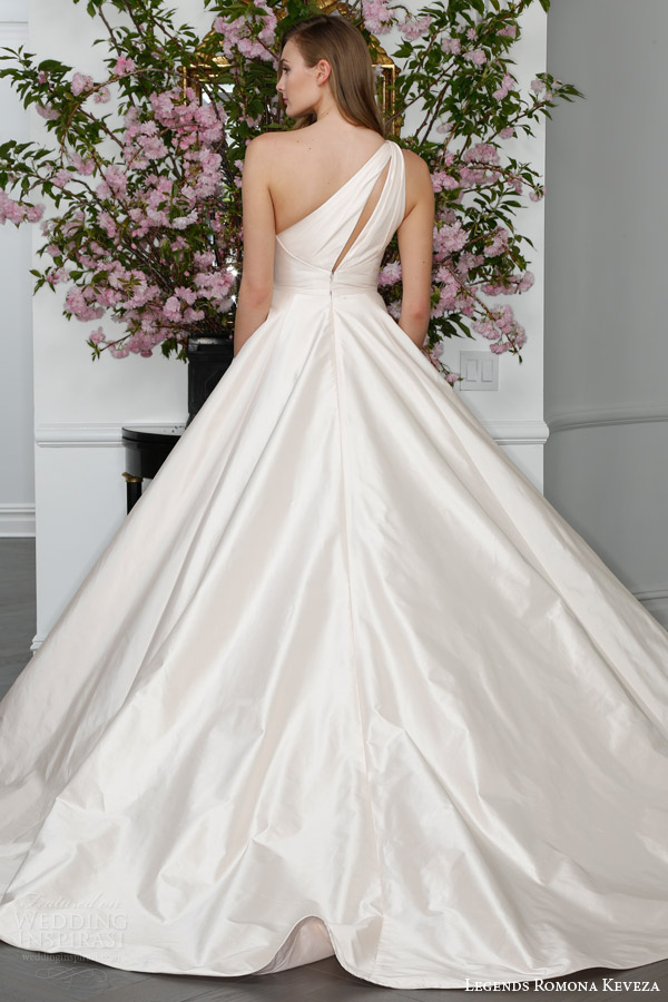 legends romona keveza spring 2016 bridal l6108 one shoulder silk shantung tafetta ball gown wedding dress keyhole back