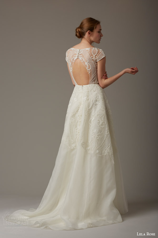 lela rose bridal spring 2016 the magnolia tree cap sleeve wedding dress lace bodice keyhole back