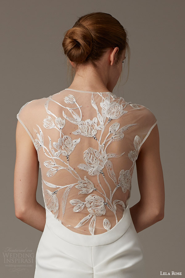 lela rose bridal spring 2016 the parish illusion cap sleeve wedding dress trumpet silhouette embroidery back detail