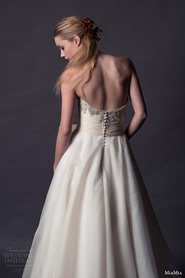 miamia 2015 bridal lucille strapless embellished neckline wedding dress back view