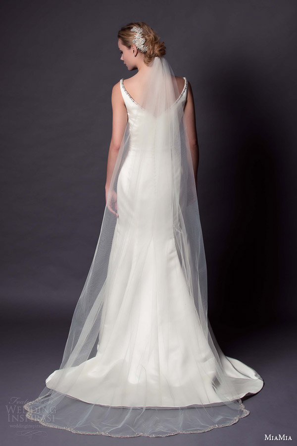 miamia 2015 bridal saskia wedding dress embellished off shoulder neckline veil back view