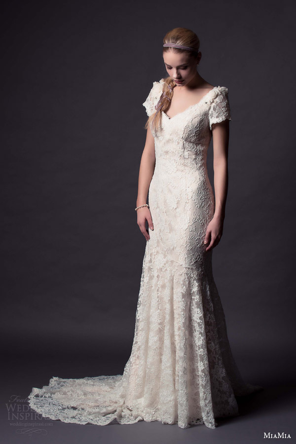 miamia bridal 2015 avalon short sleeve lace wedding dress