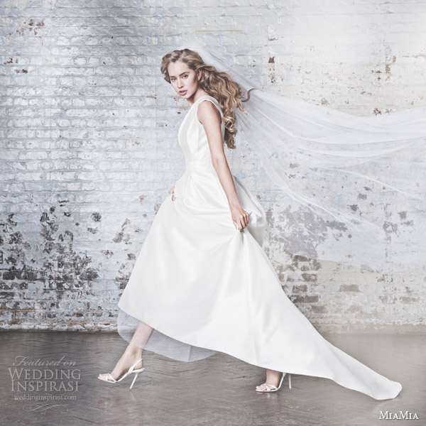 miamia bridal campaign 2015 suzette wedding dress plunging necklie mikado