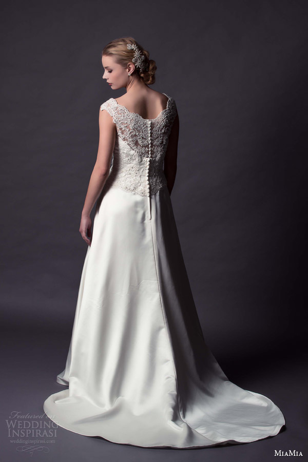 miamia bridal margeurite hannah 2015 lizbeth wedding dress cap sleeve lace bodice back view train