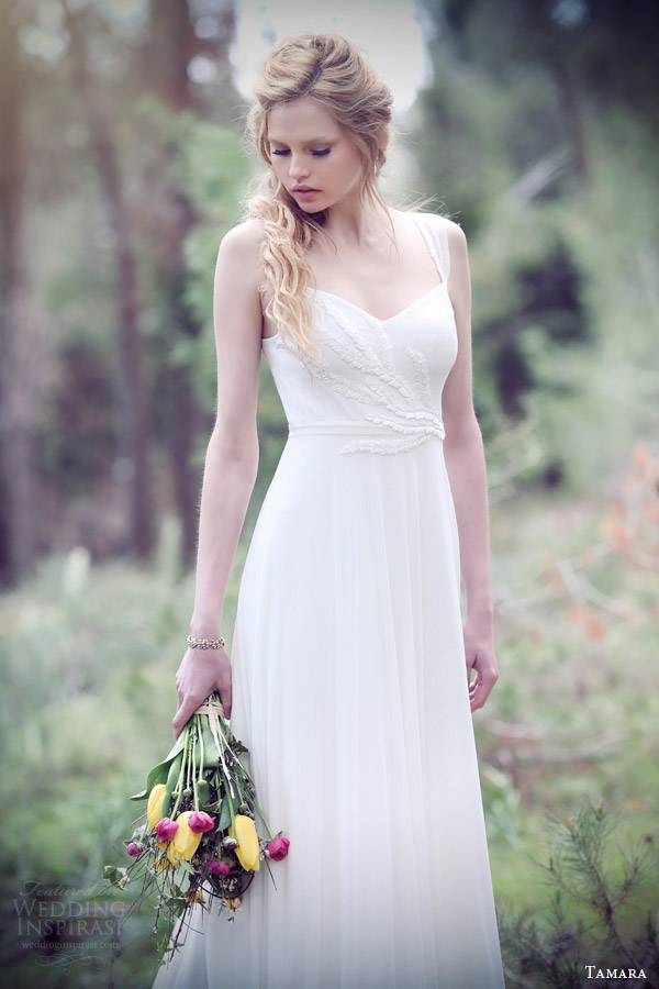 tamara bridal 2015 sleeveless wedding dress tapered illusion straps