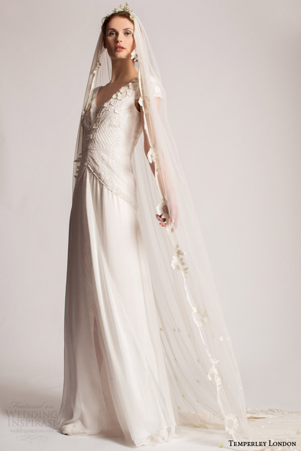 temperley bridal spring summer 2016 cressida cap sleeve wedding dress appliques v neckline