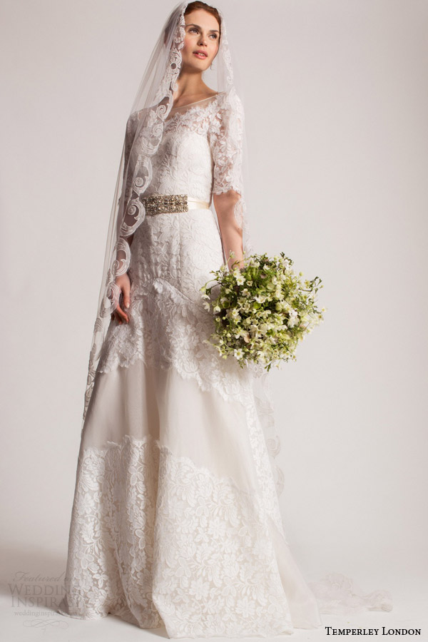 temperley london bridal summer 2016 isabella lace wedding dress half sleeves