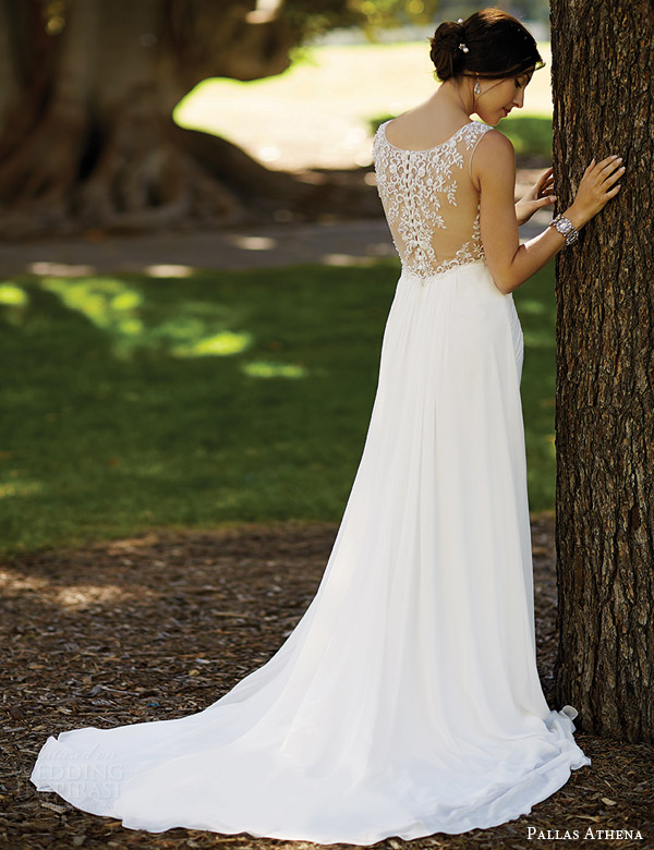 venus bridal fall 2015 pallas athena pa9217 chiffon wedding dress illusion back train