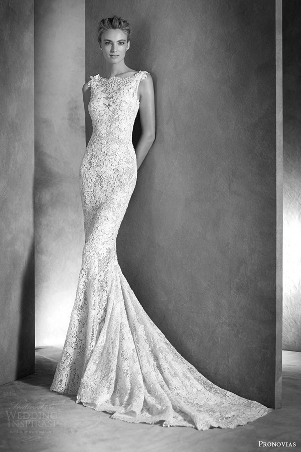 atelier pronovias 2016 haute couture bridal ilari sleeveless lace guipure gemstone mermaid wedding dress